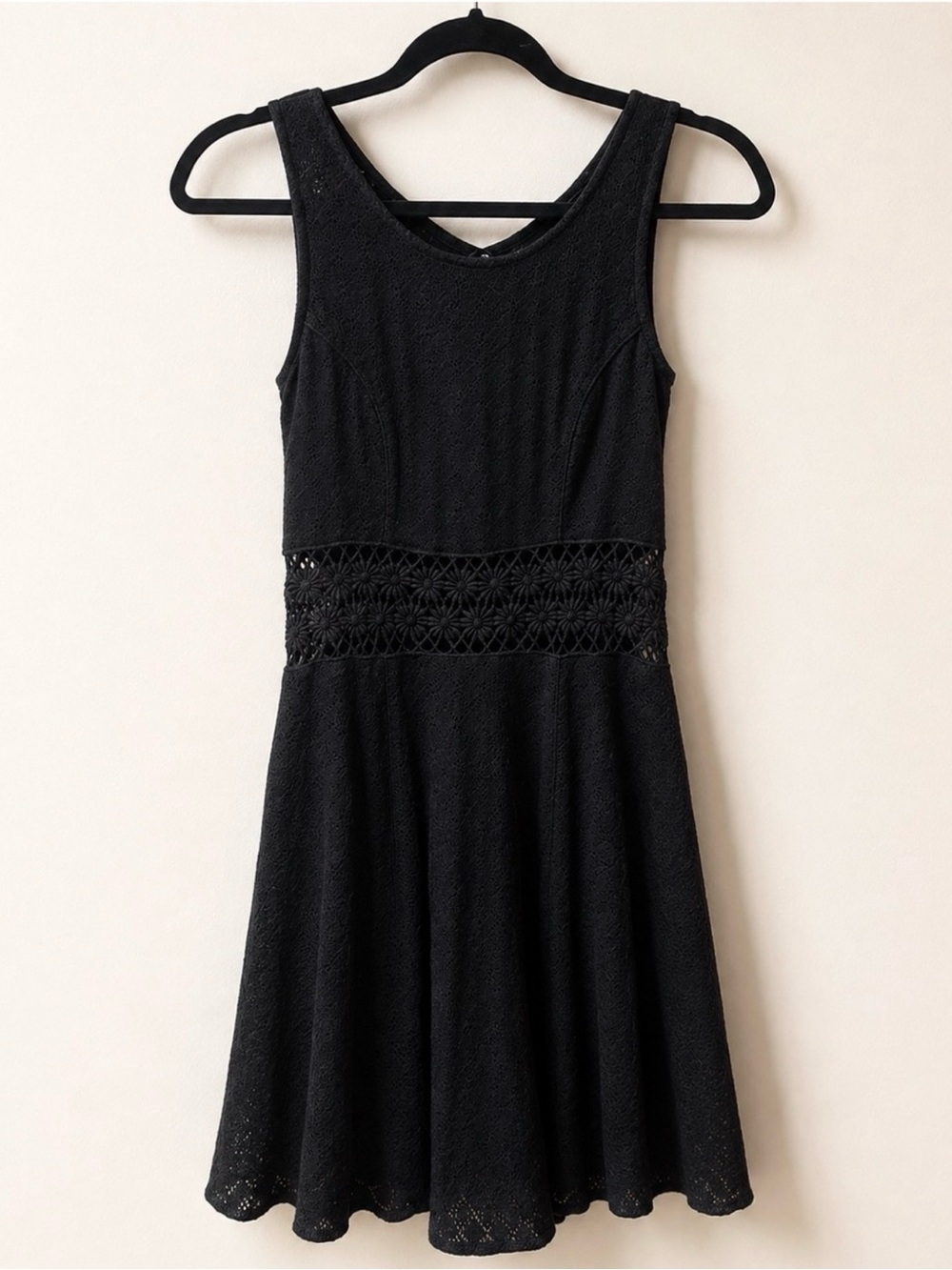 Free People Daisy Black Lace Crochet Fit & Flare Mini Dress Size 0